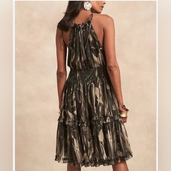 NWT Banana Republic Georgette Halter Mini Dress Marble Smoke Size Small - Picture 2 of 15